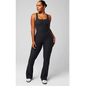 Fabletics Heatherflex Kick Flare Jumpsuit Women's Size Large Dark Gray